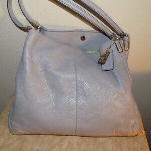 Coach Light Gray Phoebe Leather 3 Compartment Shoulder Bag